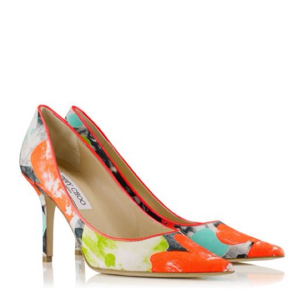 Jimmy Choo “Abel” Floral Print Canvas Pumps – Size EU 38